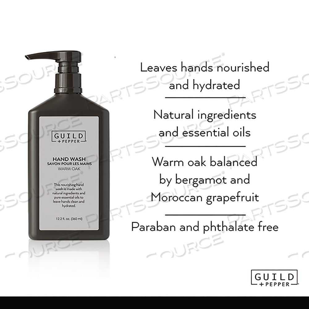 HAND WASH, WARM OAK, 12.2 OZ BOTTLE by Guild+Pepper