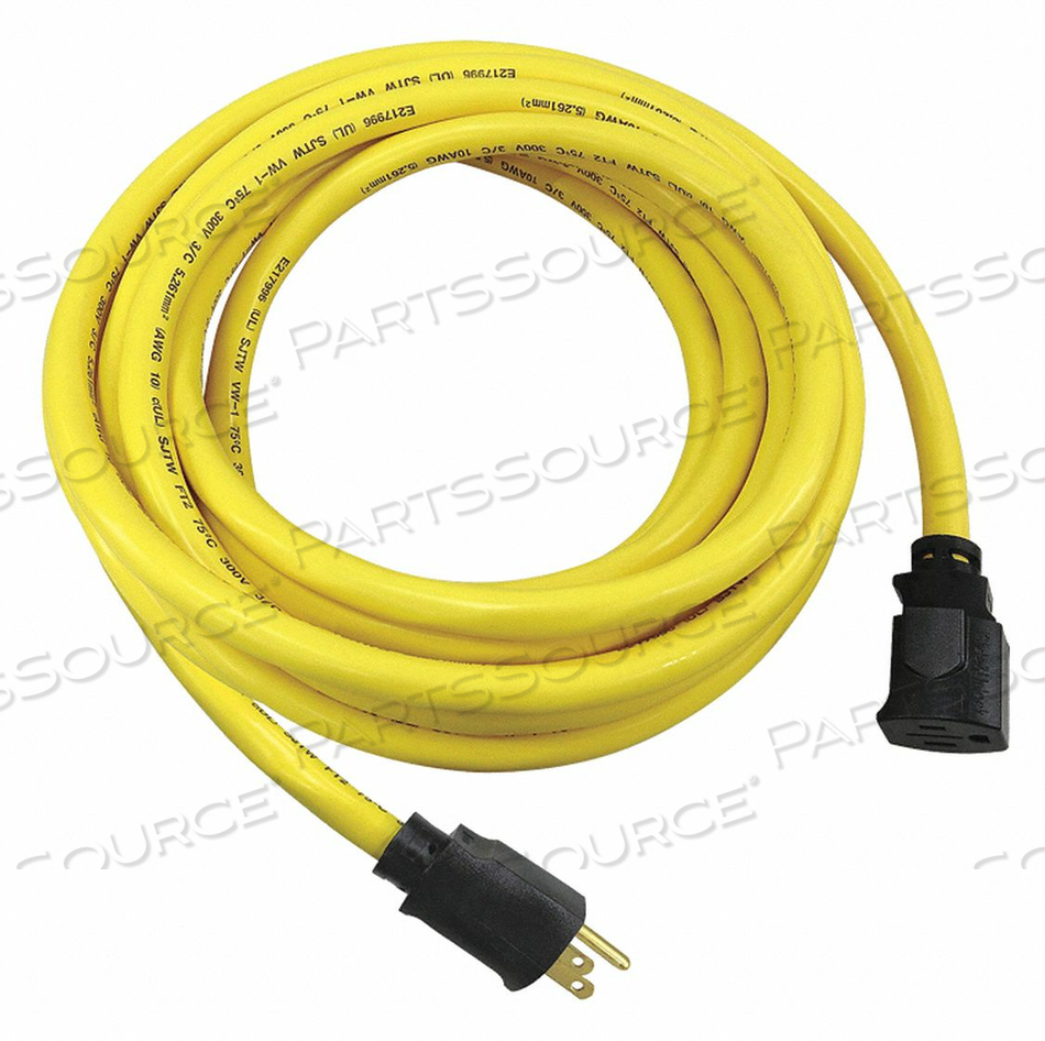 POWER CORD EXTENSION, 25 FT, 15 A, 125 VAC, 10 AWG, NEMA 5-15P TO NEMA 5-15R, YELLOW by Power First POWER CORD EXTENSION, 25 FT, 15 A, 125 VAC, 10 AWG, NEMA 5-15P TO NEMA 5-15R, YELLOW by Power First