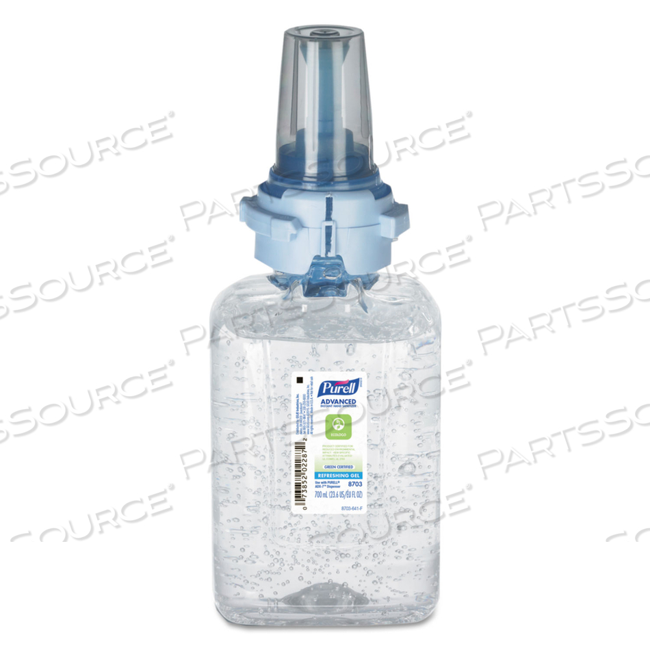 ADVANCED HAND SANITIZER GREEN CERTIFIED GEL REFILL, FOR ADX-7 DISPENSERS, 700 ML, FRAGRANCE-FREE, 4/CARTON by Purell