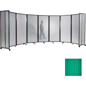 PORTABLE MOBILE ROOM DIVIDER, 7'6"X25' POLYCARBONATE, GREEN by Versare Solutions, Inc.