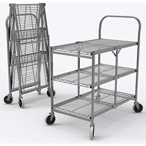 THREE SHELF COLLAPSIBLE WIRE CART by Luxor