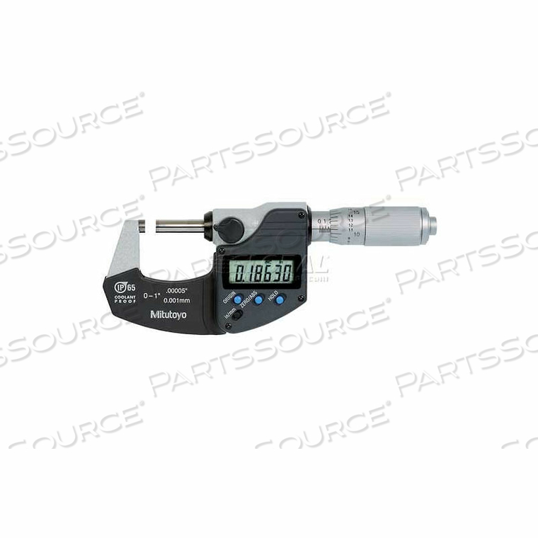 DIGIMATIC 0-1"/25.4MM IP65 DIGITAL MICROMETER W/RATCHET FRICTION THIMBLE by Mitutoyo