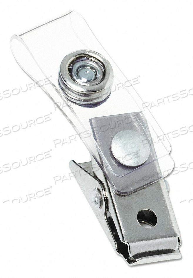 METAL BADGE CLIPS W/PLASTIC STRAPS PK100 by GBC