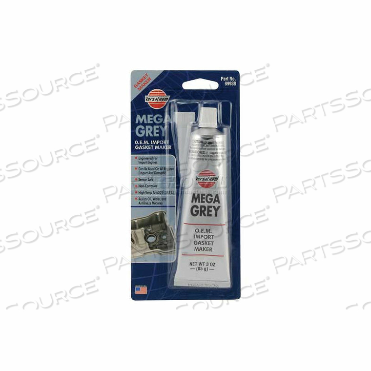 VERSACHEM MEGA GREY SILICONE O.E.M., 3 OZ. TUBE by ITW
