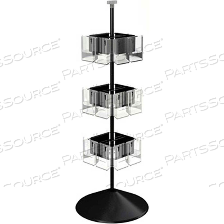 ROTATING LITERATURE DISPLAY W/ 24 CLEAR POCKETS & ROUND BASE, BLACK by Vulcan Industries