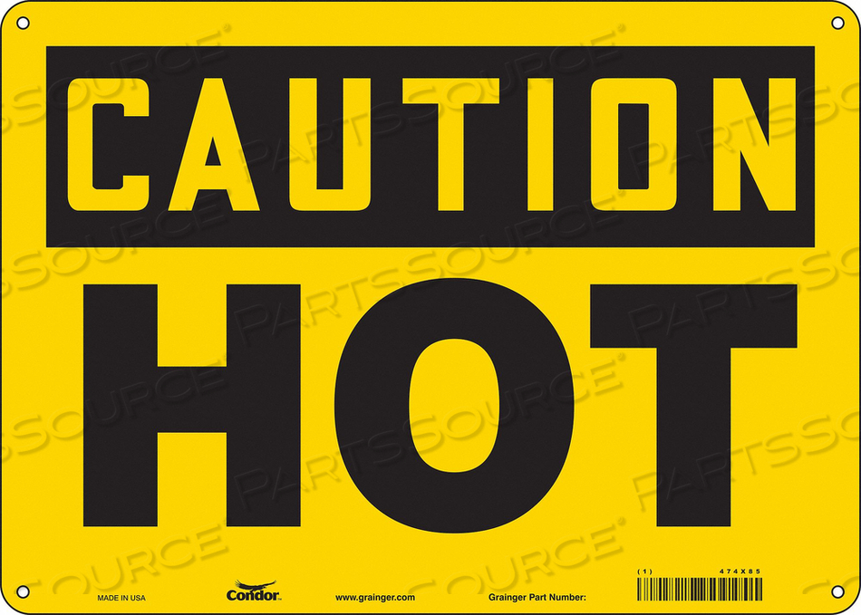 DANGER SIGN, HORIZONTAL RECTANGLE, NUMBER OF PRINTED SIDES 1, ENGLISH, SIGN FORMAT TRADITIONAL OSHA, SIGN LEGEND HOT, SIGN LEGEND BACKGROUND by Condor
