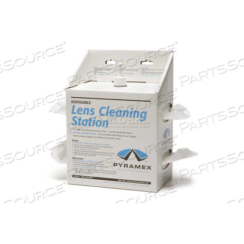 LENS CLEANING STATION, 16OZ SOLUTION, 1200 TISSUES by Pyramex