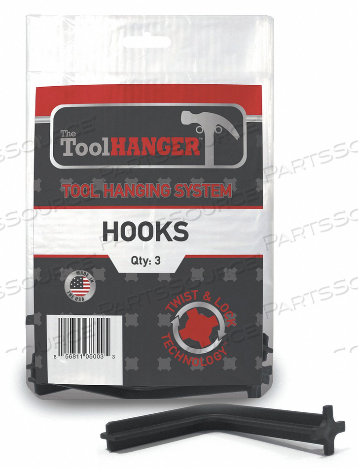 HOOK HANGER BLACK 10 LB CAPACITY PK3 by Toolhanger HOOK HANGER BLACK 10 LB CAPACITY PK3 by Toolhanger