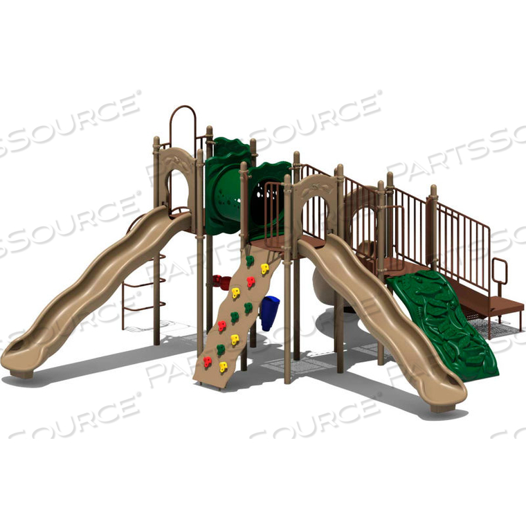 UPLAY TODAY BOULDER POINT COMMERCIAL PLAYGROUND PLAYSET, NATURAL (GREEN, TAN, BROWN) 