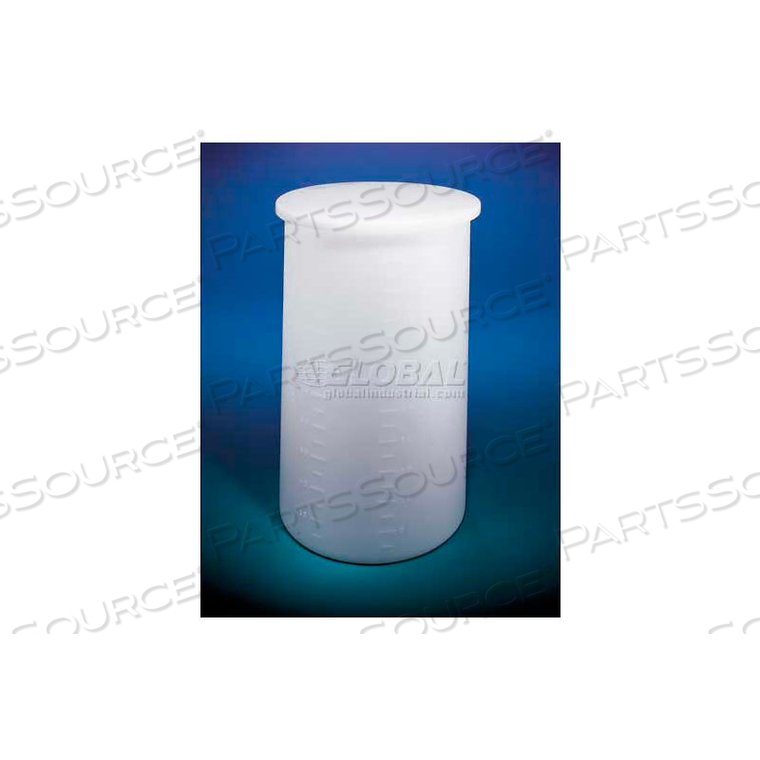 PVDF, 10 GAL., CYLINDRICAL TANK W/COVER, 13"DIA. X 13"H, 3/32"WALL, OFF WHITE 