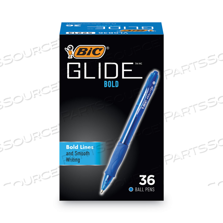 GLIDE BOLD BALLPOINT PEN VALUE PACK, RETRACTABLE, BOLD 1.6 MM, BLUE INK, BLUE BARREL by BIC