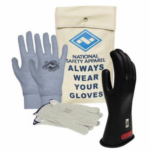 ARCGUARD CLASS 0 ARCGUARD RUBBER VOLTAGE GLOVE KIT, BLACK, SIZE 10 by National Safety Apparel