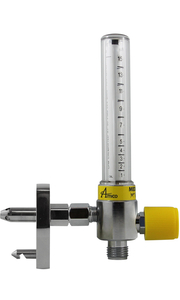 CHROME, DIAL FLOWMETER, 0 TO 15 LPM, MALE, 50 PSI, MEDICAL AIR, POLYCARBONATE, BRASS, YELLOW, +/-0.25 TO 0.5 LPM by Precision Medical, Inc.
