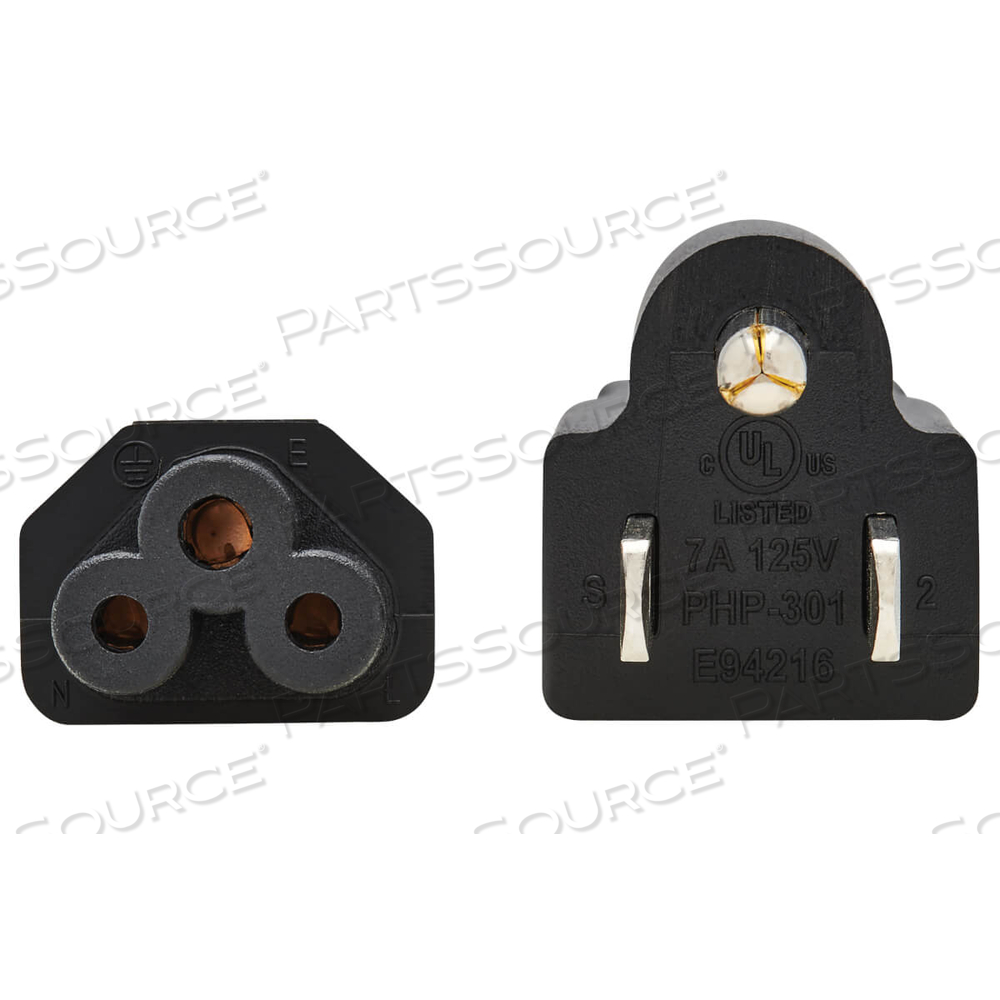 6FT 18 AWG NEMA 5-15P - C5 3-SLOT LAPTOP/NOTEBOOK POWER CORD - BLACK by Tripp Lite