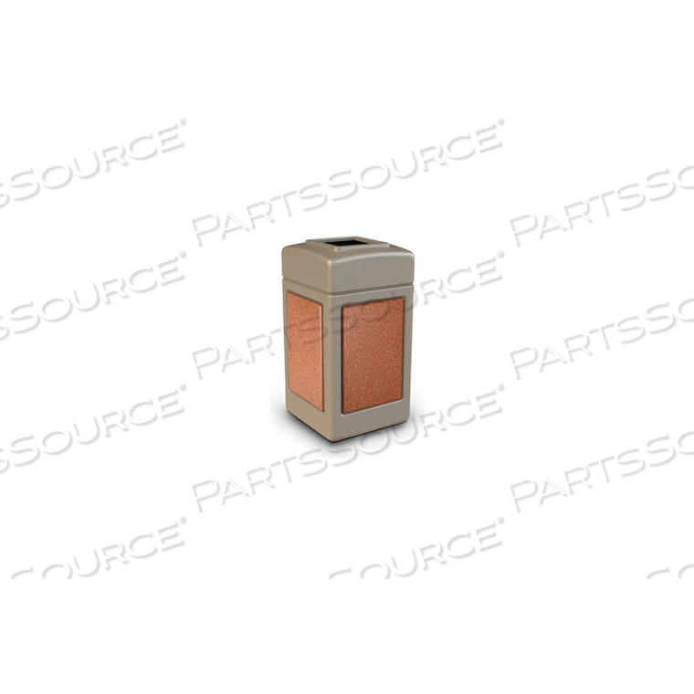 42 GALLON STONETEC SQUARE WASTE RECEPTACLES - BEIGE WITH SEDONA PANELS by Dci Marketing