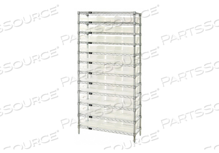 BIN SHELVING 74 OVERALL H 33 BINS CLEAR by Quantum Storage Systems BIN SHELVING 74 OVERALL H 33 BINS CLEAR by Quantum Storage Systems