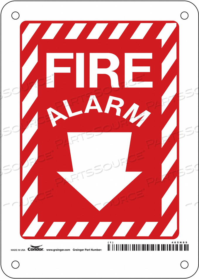SAFETY SIGN, VERTICAL RECTANGLE, NUMBER OF PRINTED SIDES 1, ENGLISH, SIGN LEGEND FIRE ALARM, SIGN LEGEND BACKGROUND COLOR RED, WHITE, SIGN L by Condor SAFETY SIGN, VERTICAL RECTANGLE, NUMBER OF PRINTED SIDES 1, ENGLISH, SIGN LEGEND FIRE ALARM, SIGN LEGEND BACKGROUND COLOR RED, WHITE, SIGN L by Condor