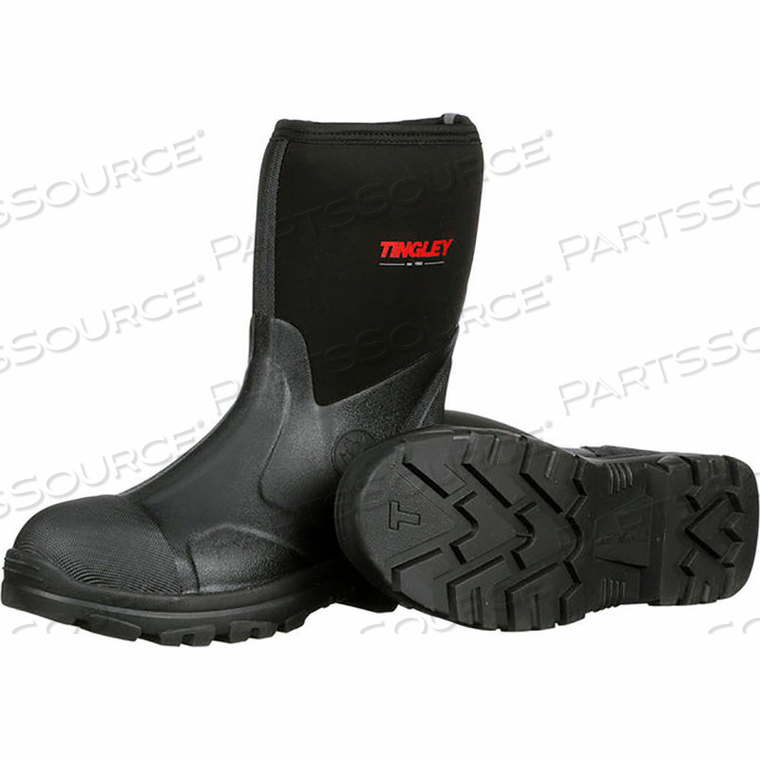 BADGER NEOPRENE BOOTS, PLAIN TOE, UPPER RUBBER SOLE, STEEL SHANK, 12"H, BLK, SIZE 8 