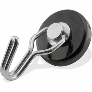 NEODYMIUM SWIVELING MAGNETIC HOOK - 65 LBS. PULL BLACK POWDERED COAT by Master Magnetics, Inc. (The Magnet Source) NEODYMIUM SWIVELING MAGNETIC HOOK - 65 LBS. PULL BLACK POWDERED COAT by Master Magnetics, Inc. (The Magnet Source)