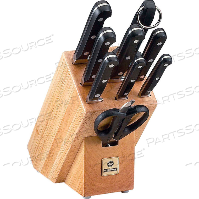 BLOCK SET, 10 PIECE KNIFE & WOOD BLOCK SET by Mundial Inc BLOCK SET, 10 PIECE KNIFE & WOOD BLOCK SET by Mundial Inc