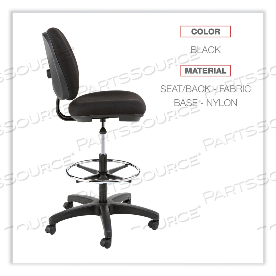 ALERA INTERVAL SERIES SWIVEL TASK STOOL, SUPPORTS UP TO 275 LB, 23.93" TO 34.53" SEAT HEIGHT, BLACK FABRIC by Alera ALERA INTERVAL SERIES SWIVEL TASK STOOL, SUPPORTS UP TO 275 LB, 23.93" TO 34.53" SEAT HEIGHT, BLACK FABRIC by Alera