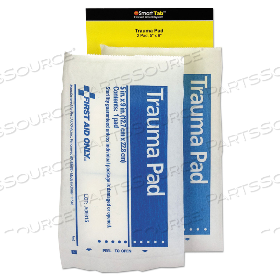 SMARTCOMPLIANCE REFILL TRAUMA PAD, 5 X 9, WHITE, 2/BAG by First Aid Only