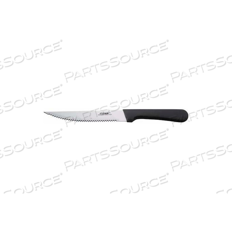 JUMBO STEAK KNIFE W/ POINTED TIP, 5"L, BLACK PASTIC HANDLE, SERRATED BLADE by Winco DWL International, LLC