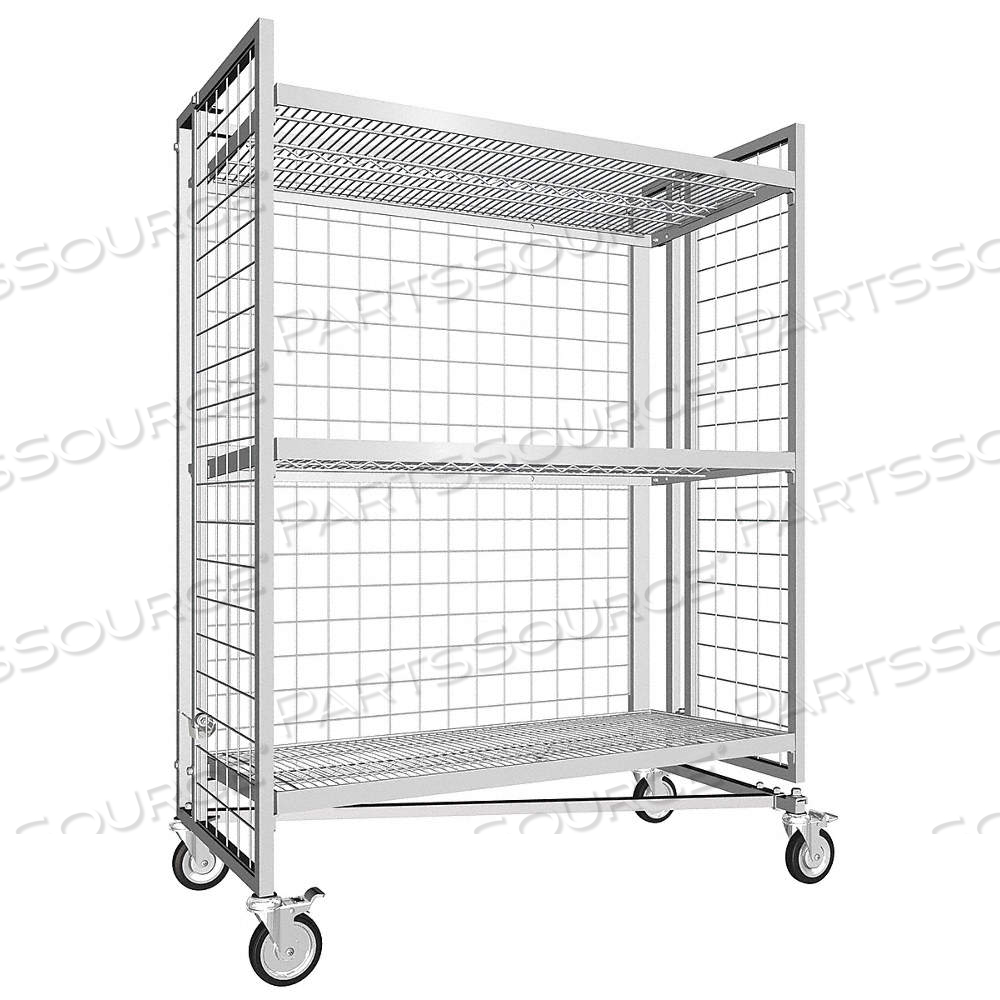 NESTABLE SINGLE-SIDE-ACCESS WIRE STOCK CART WITH WIRE SHELVES, 48 INX28 INX66 IN by Approved Vendor