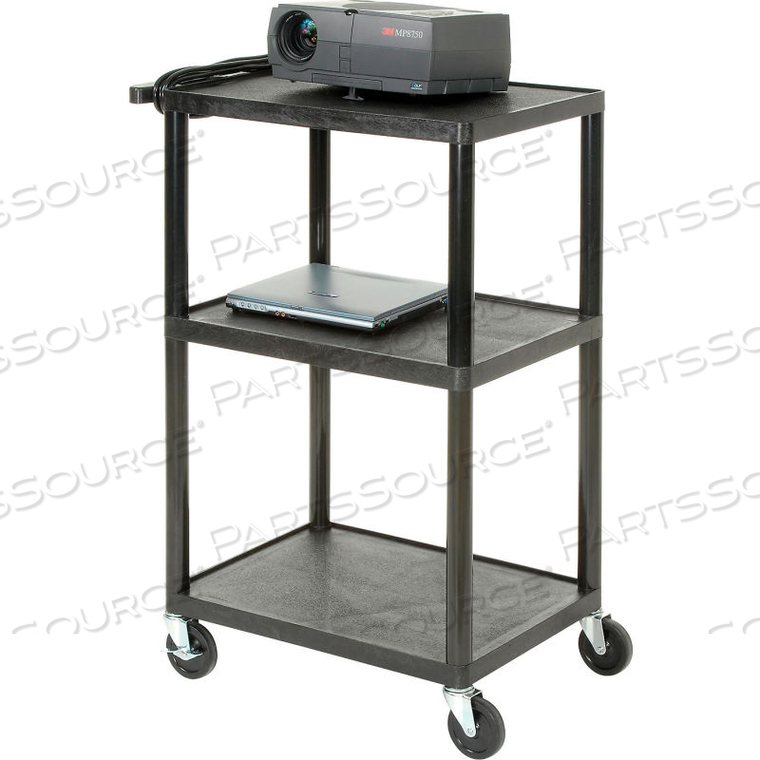 PLASTIC AUDIO VISUAL & INSTRUMENT CART 24 X 18 X 34 THREE SHELVES by Luxor