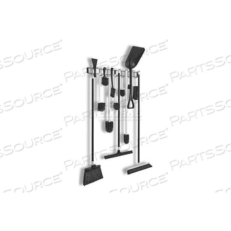 UTILITY/SANITATION HOOK RACK, BLACK, 36-3/8", 16 HOOKS by Horizon Mfg Enterprises, Inc