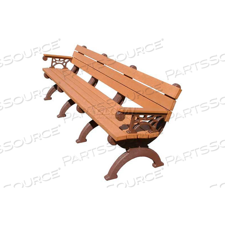 MONARQUE 8 FT. BACKED BENCH WITH ARMS, BROWN BENCH/BROWN FRAME 