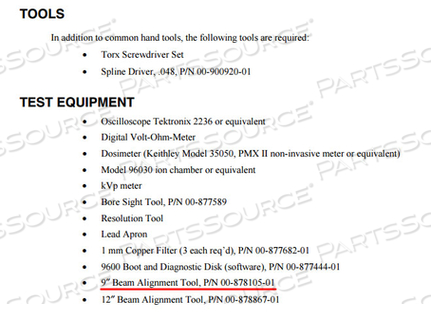 UNIVERSAL BEAM ALIGNMENT TOOL by OEC Medical Systems (GE Healthcare)