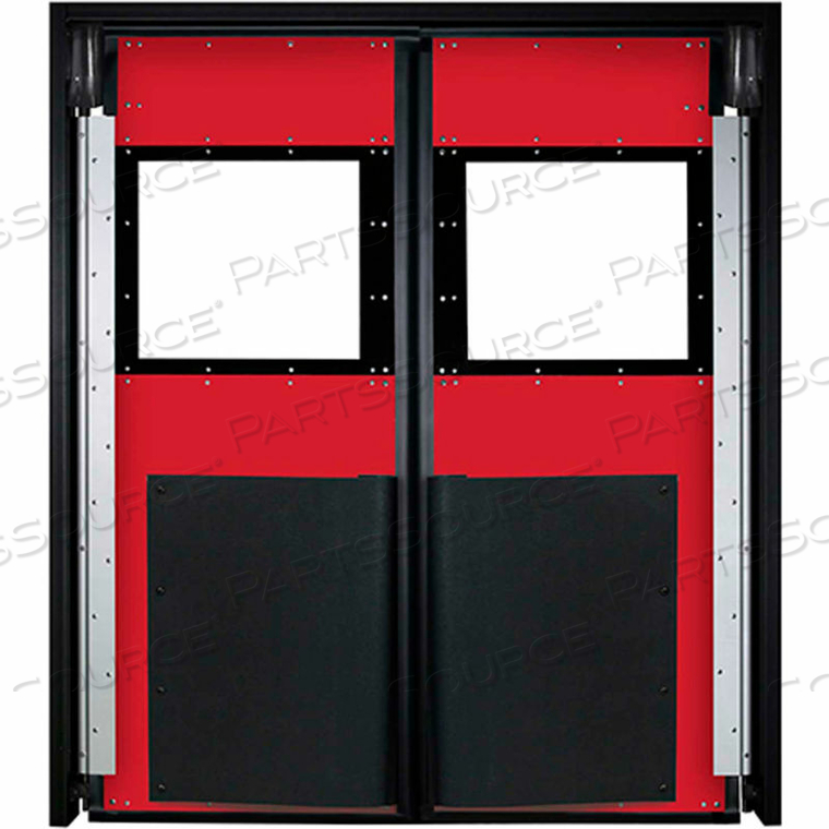 EXTRA HEAVY DUTY DOUBLE PANEL IMPACT TRAFFIC DOOR 6'W X 7'H RED 