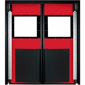 EXTRA HEAVY DUTY DOUBLE PANEL IMPACT TRAFFIC DOOR 6'W X 7'H RED by Aleco