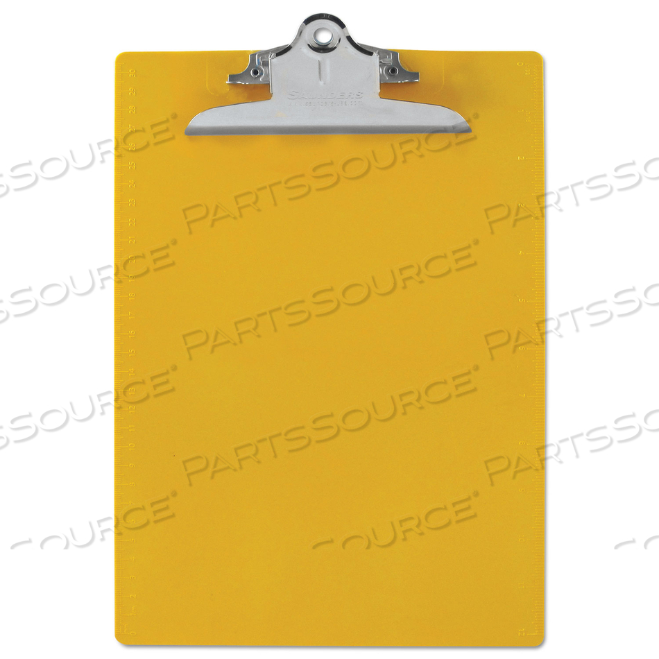 RECYCLED PLASTIC CLIPBOARD WITH RULER EDGE, 1" CLIP CAPACITY, HOLDS 8.5 X 11 SHEETS, YELLOW by Saunders RECYCLED PLASTIC CLIPBOARD WITH RULER EDGE, 1" CLIP CAPACITY, HOLDS 8.5 X 11 SHEETS, YELLOW by Saunders
