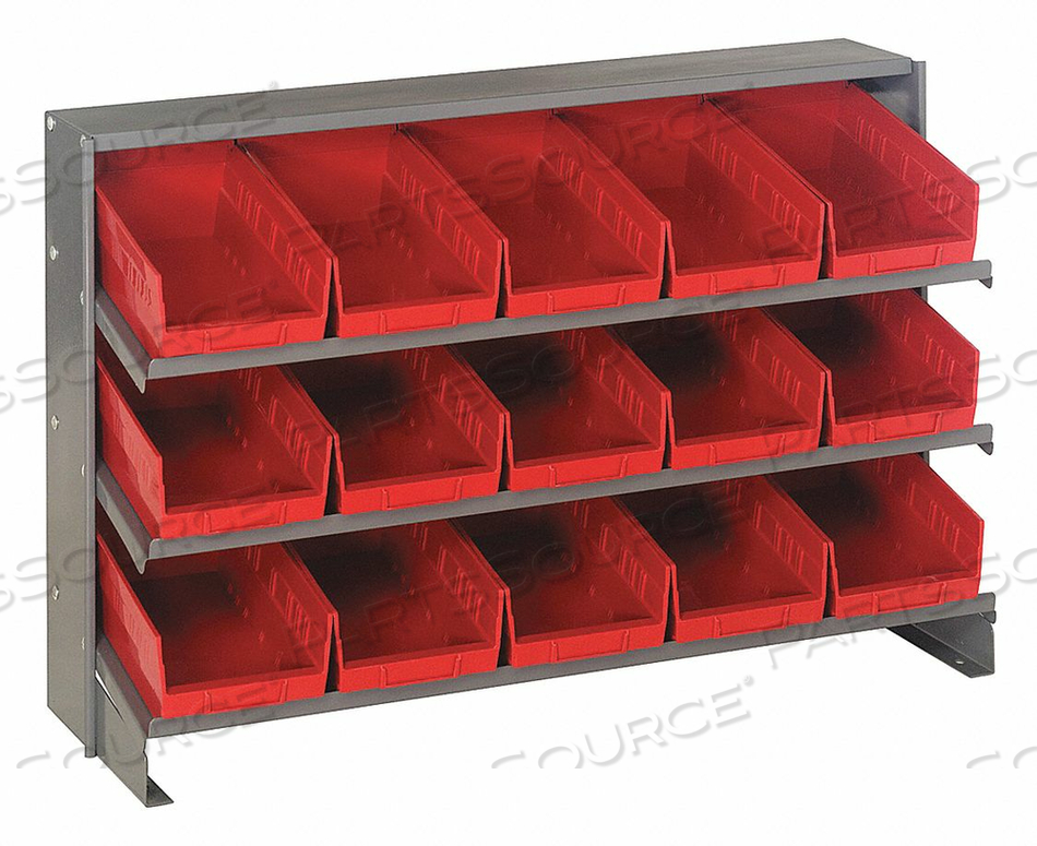 E1541 BENCH PICK RACK 23 H 15 BINS RED by Quantum Storage Systems E1541 BENCH PICK RACK 23 H 15 BINS RED by Quantum Storage Systems