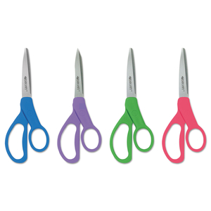 STUDENT SCISSORS WITH ANTIMICROBIAL PROTECTION, POINTED TIP, 7" LONG, 3" CUT LENGTH, RANDOMLY ASSORTED STRAIGHT HANDLES by Westcott