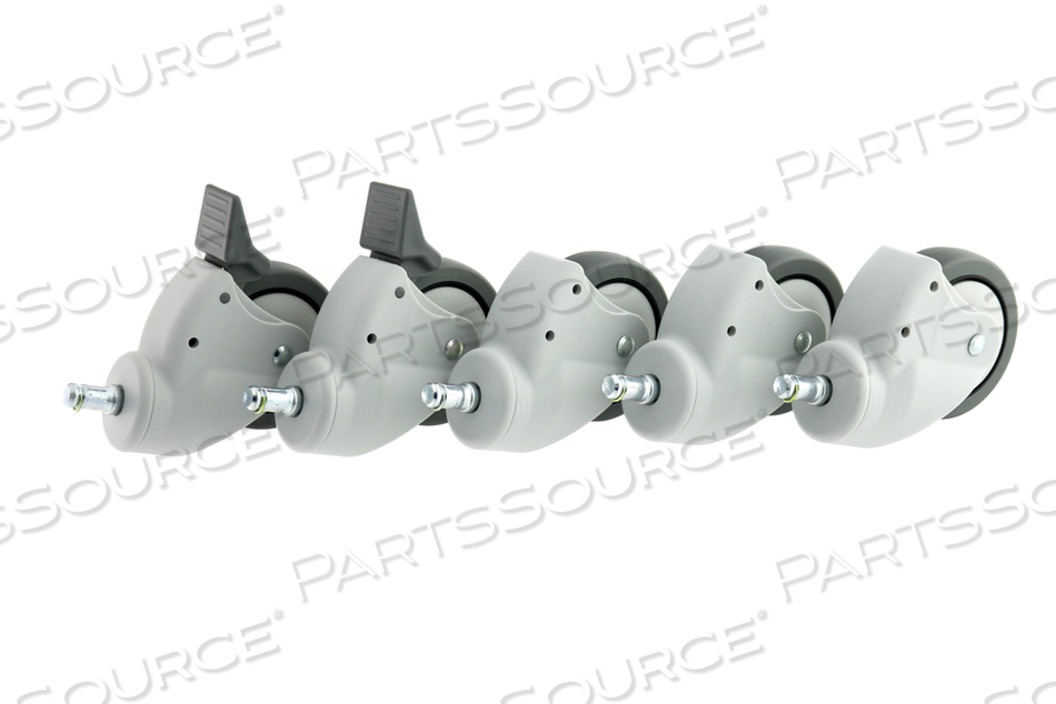 CASTER SET, 3IN SIZE, EURO GRAY, INCLUDES: 2 LOCKING,3 NON-LOCKING CASTERS, FOR LIGHT DUTY ROLL STANDS by GCX Corporation