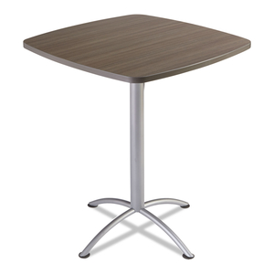 ILAND TABLE, BISTRO-HEIGHT, SQUARE TOP, CONTOURED EDGES, 36W X 36D X 42H, NATURAL TEAK/SILVER by Iceberg Enterprises