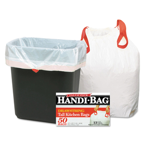 DRAWSTRING KITCHEN BAGS, 13 GAL, 0.6 MIL, 24" X 27.38", WHITE, 50/BOX by Webster Industries