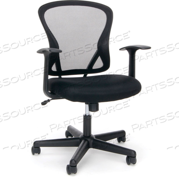 ESSENTIALS SWIVEL MESH BACK TASK CHAIR WITH ARMS, MID BACK, BLACK 