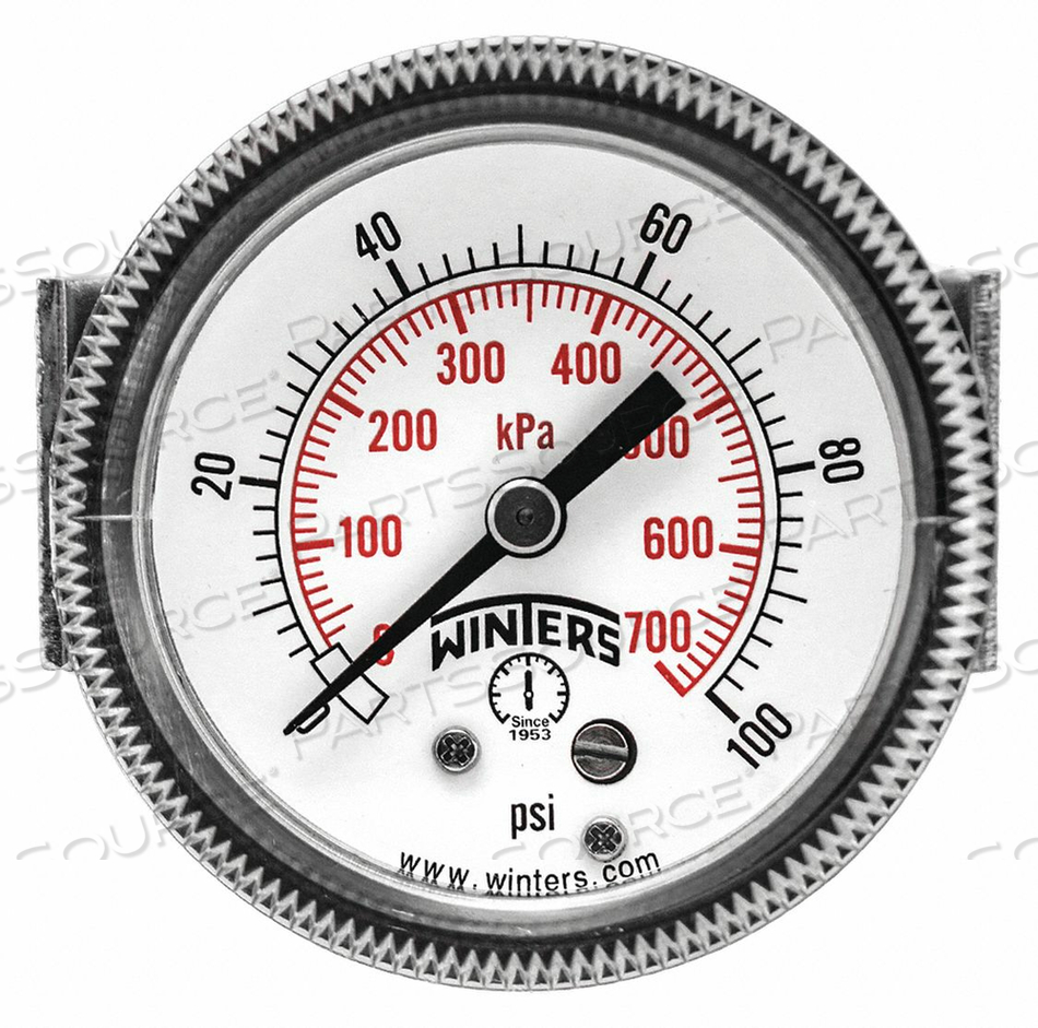 PRESSURE GAUGE 2 DIAL SIZE BLACK by Winters Instruments
