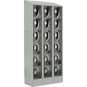 LOCKUP SIX TIER 18 DOOR ELECTRONIC LOCKER W/CLEAR DOORS, 12"WX18"DX12"H, GRAY, ASSEMBLED by Digilock