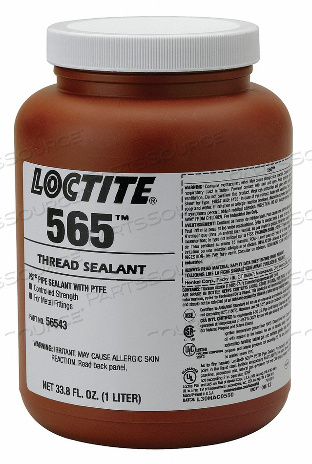 565 PST THREAD SEALANT, CONTROLLED STRENGTH 1 LITER BOTTLE by Loctite Brand 565 PST THREAD SEALANT, CONTROLLED STRENGTH 1 LITER BOTTLE by Loctite Brand