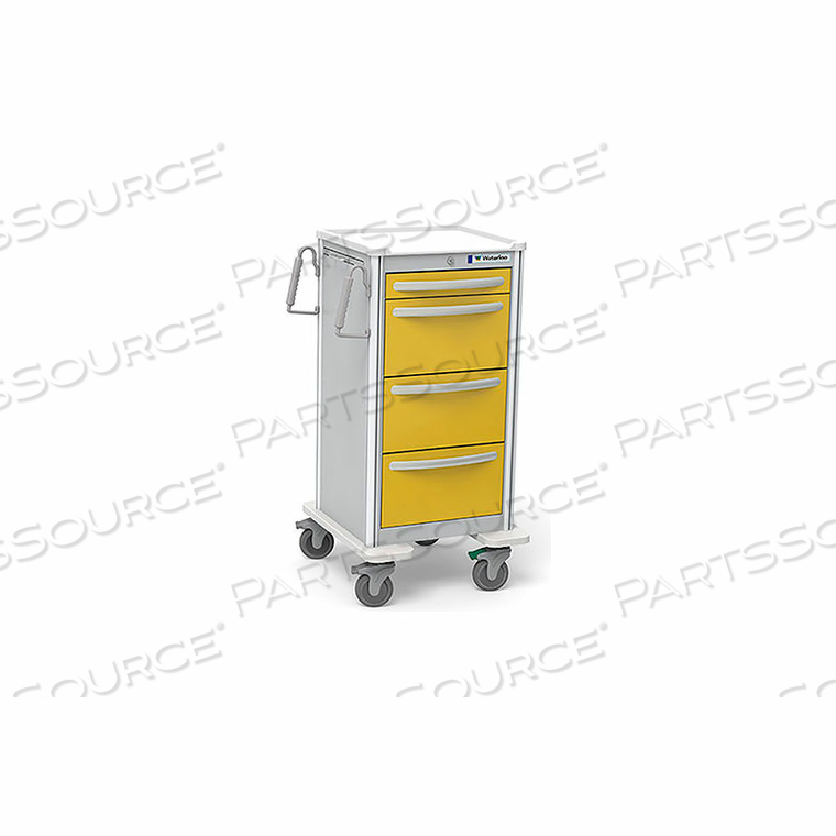 4-DRAWER ALUMINUM JUNIOR X-TALL ISOLATION CART, KEY LOCK, YELLOW by Waterloo Healthcare 4-DRAWER ALUMINUM JUNIOR X-TALL ISOLATION CART, KEY LOCK, YELLOW by Waterloo Healthcare
