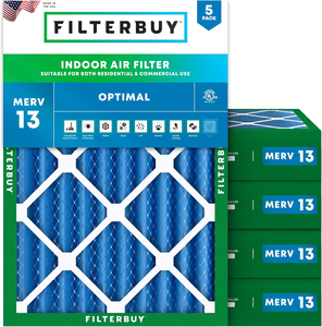 PLEATED HVAC FURNACE AIR FILTER, MERV 13, 14X20X4, PACKAGE OF 5 by Filterbuy, Inc.