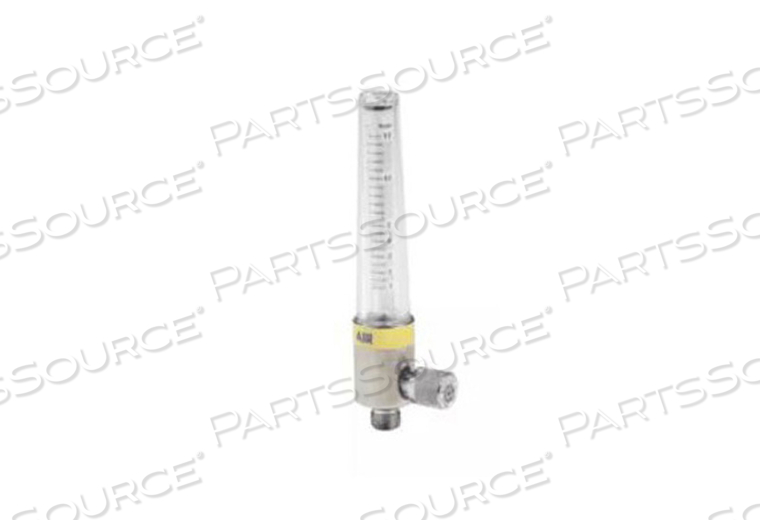 AIR FLOWMETER, 1 TO 15 LPM FLOW, CHROME PLATED BRASS BODY, POLYCARBONATE INNER AND OUTER TUBE, DISS HEX NUT AND NIPPLE by Western Enterprises