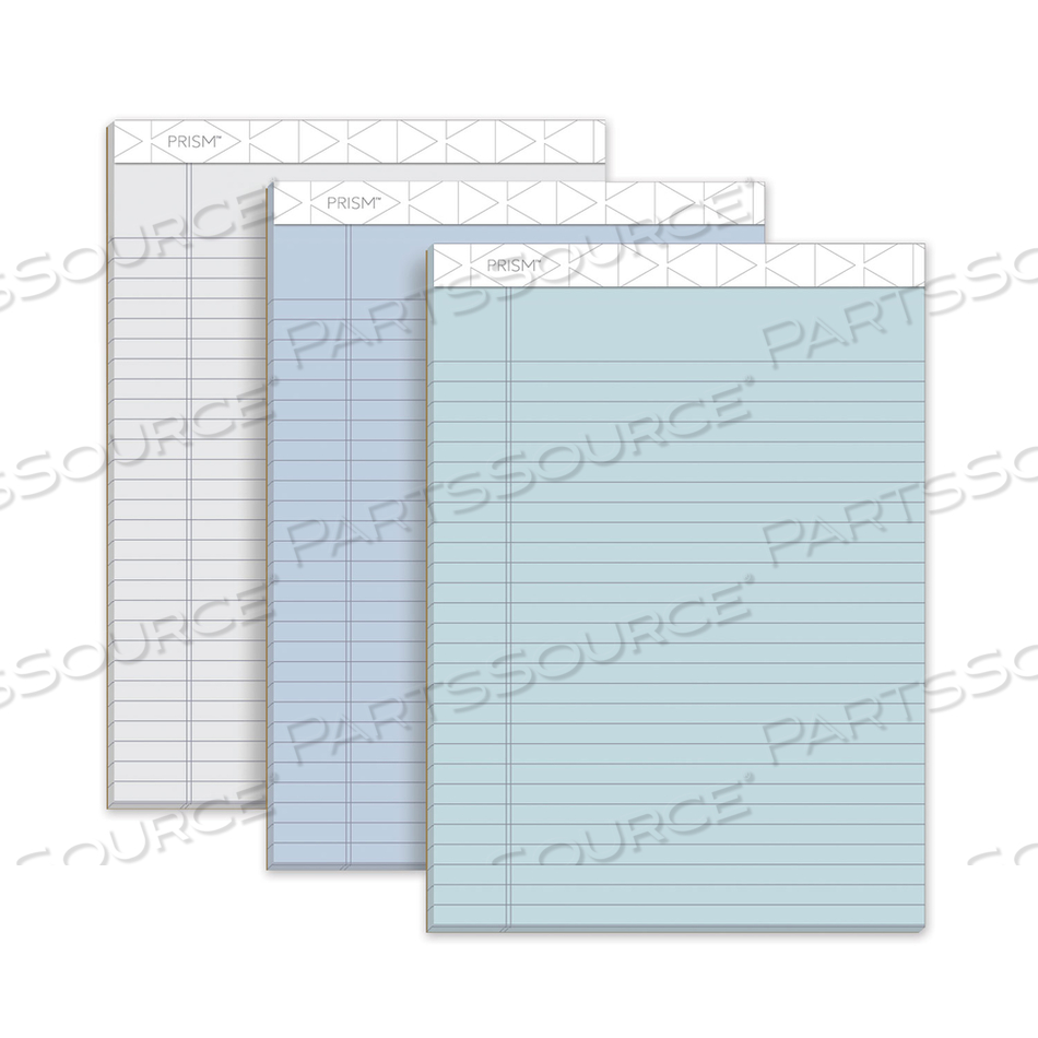 PRISM + COLORED WRITING PADS, WIDE/LEGAL RULE, 50 ASSORTED PASTEL-COLOR 8.5 X 11.75 SHEETS by Tops