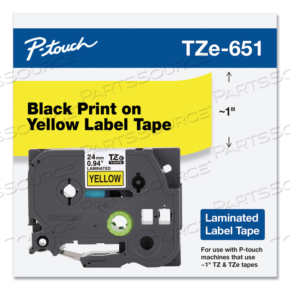 TZE STANDARD ADHESIVE LAMINATED LABELING TAPE, 0.94" X 26.2 FT, BLACK ON YELLOW by Brother TZE STANDARD ADHESIVE LAMINATED LABELING TAPE, 0.94" X 26.2 FT, BLACK ON YELLOW by Brother