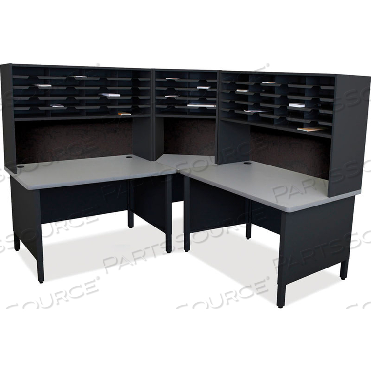 50 SLOT MAILROOM ORGANIZER, RISER, 68"H X 78"W, BLACK 